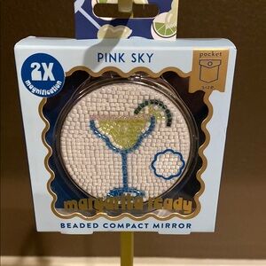 Tjmaxx Pink Sky "Margarita Ready" Beaded Compact Mirror